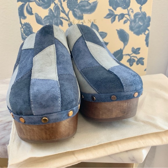 [🌟 PRICE FIRM] SEZANE x Sea NY Davia Clogs Denim Blue Suede Leather Patchwork - Picture 8 of 13